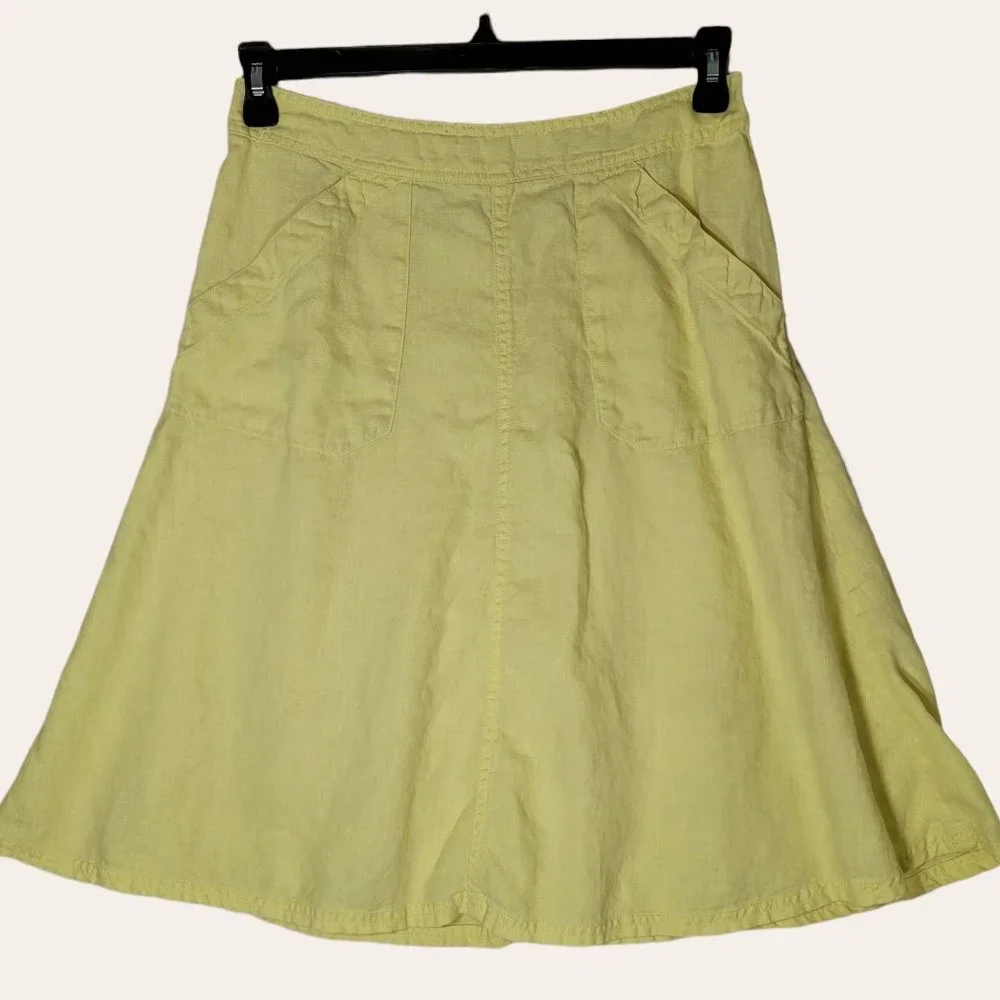 Divided Yellow Linen A-line Skirt Women's 8 - Picture 1 of 3